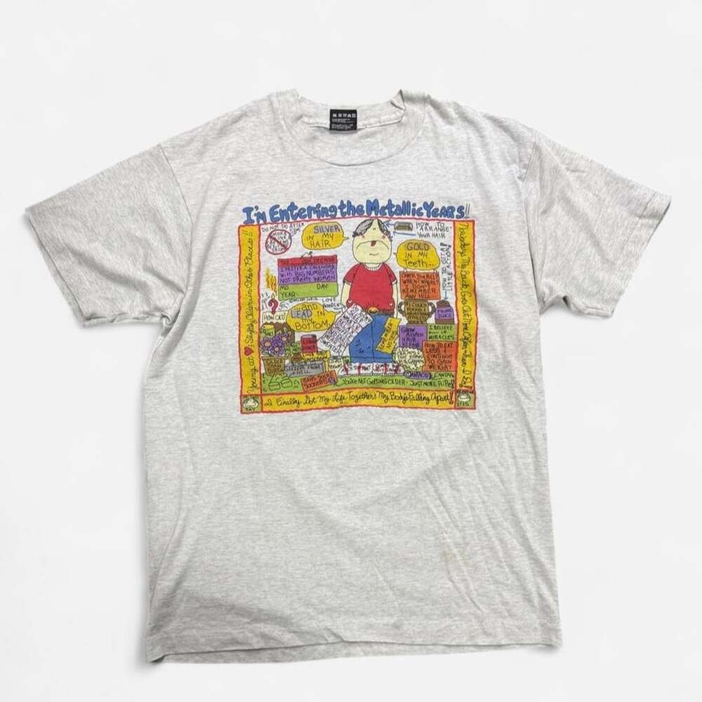 Fruit Of The Loom Graphic T-Shirt Size L Vintage Entering The Metallic Years
